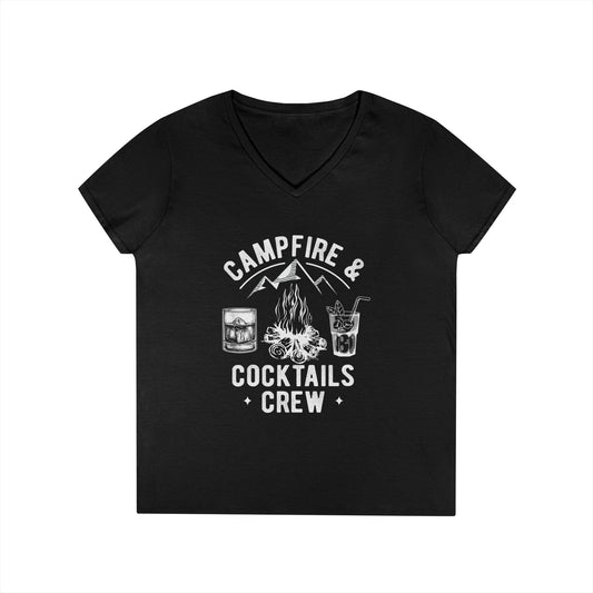 Campfire & Cocktails Crew V-Neck T-Shirt